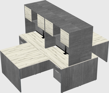 Quad l-shaped office desks
