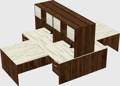 Quad l-shaped office desks
