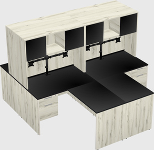 Quad l-shaped office desks