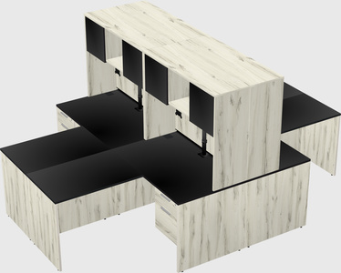 Quad l-shaped office desks