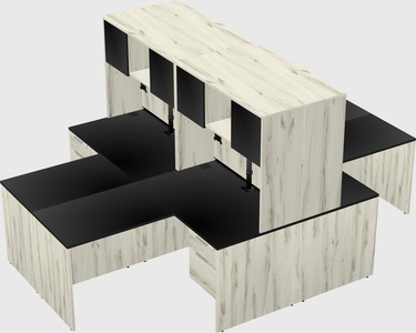Quad l-shaped office desks