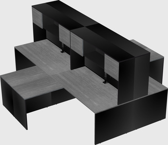 Quad l-shaped office desks