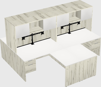 Quad l-shaped office desks