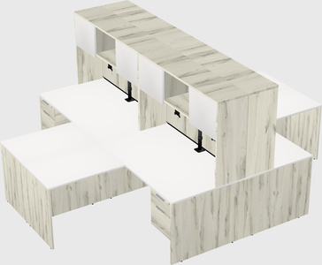 Quad l-shaped office desks