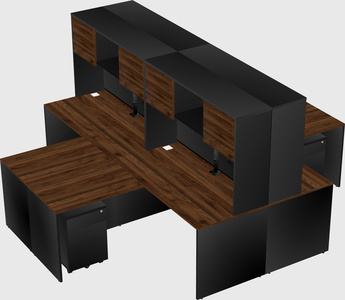 Quad l-shaped office desks