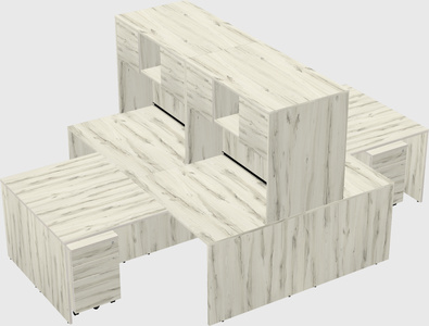 Quad l-shaped office desks