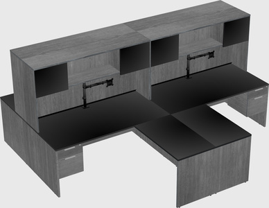 Quad l-shaped office desks