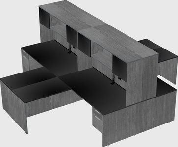 Quad l-shaped office desks