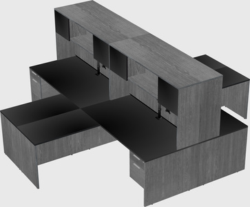 Quad l-shaped office desks