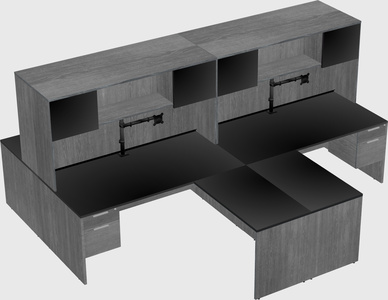 Quad l-shaped office desks