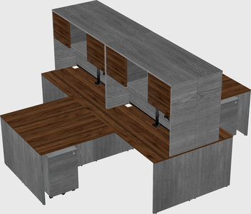 Quad l-shaped office desks