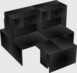 Quad l-shaped office desks