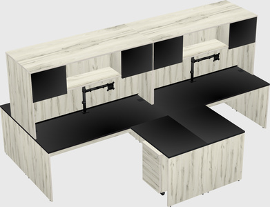 Quad l-shaped office desks
