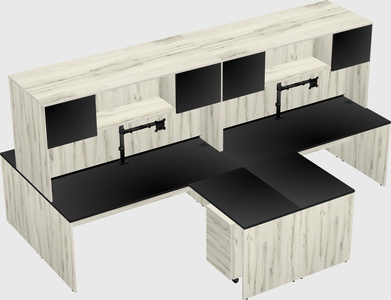 Quad l-shaped office desks