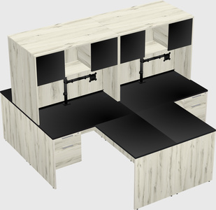 Quad l-shaped office desks
