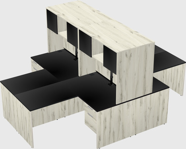 Quad l-shaped office desks