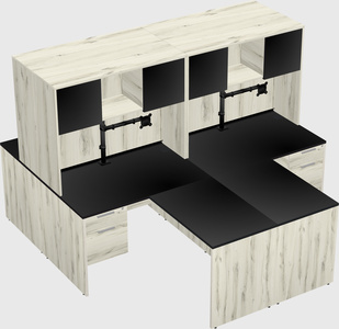 Quad l-shaped office desks