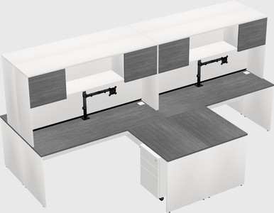 Quad l-shaped office desks