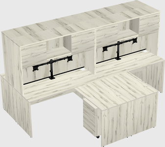 Quad l-shaped office desks