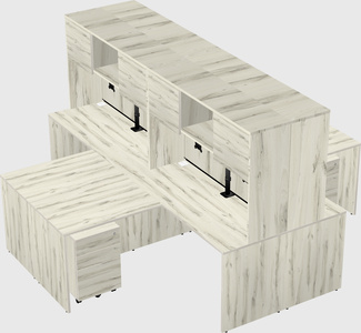 Quad l-shaped office desks