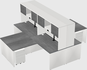Quad l-shaped office desks