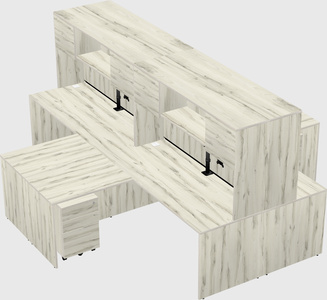 Quad l-shaped office desks