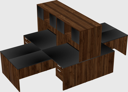 Quad l-shaped office desks
