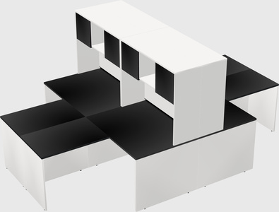 Quad l-shaped office desks