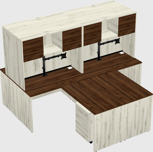 Quad l-shaped office desks