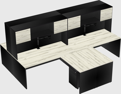 Quad l-shaped office desks