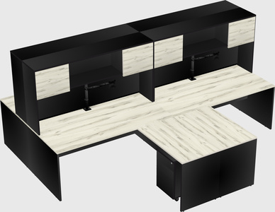 Quad l-shaped office desks