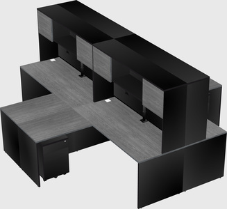 Quad l-shaped office desks