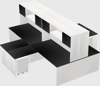 Quad l-shaped office desks