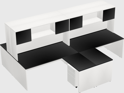 Quad l-shaped office desks
