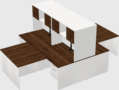 Quad l-shaped office desks