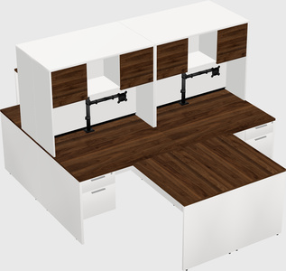 Quad l-shaped office desks