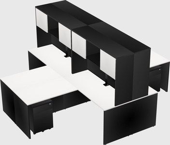 Quad l-shaped office desks