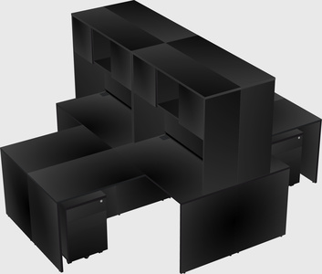 Quad l-shaped office desks