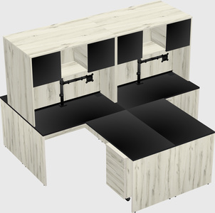 Quad l-shaped office desks