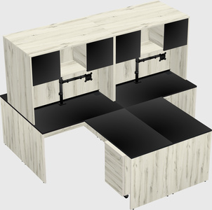Quad l-shaped office desks