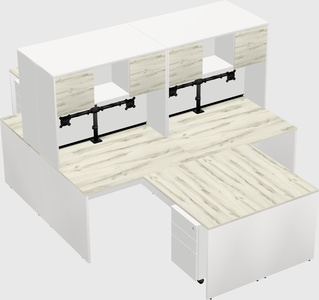 Quad l-shaped office desks