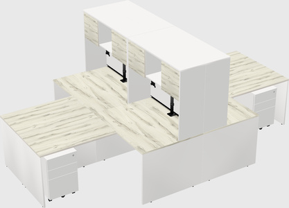 Quad l-shaped office desks