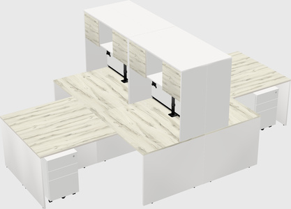 Quad l-shaped office desks