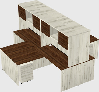 Quad l-shaped office desks