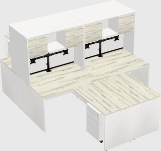 Quad l-shaped office desks
