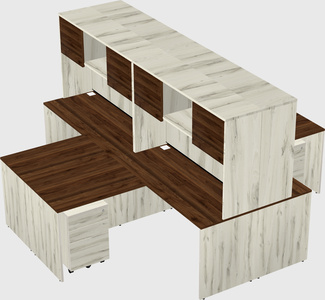 Quad l-shaped office desks