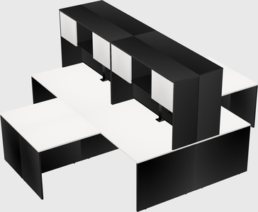 Quad l-shaped office desks