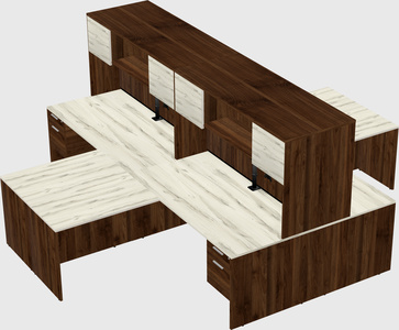 Quad l-shaped office desks