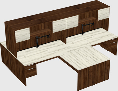 Quad l-shaped office desks