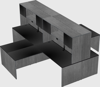 Quad l-shaped office desks